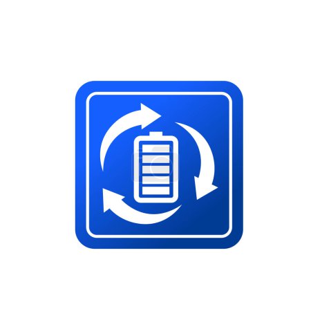 Batterie recycelt Energie-Symbol. Batteriesymbol und kreisförmiges Pfeilsymbol. power recycle logo.