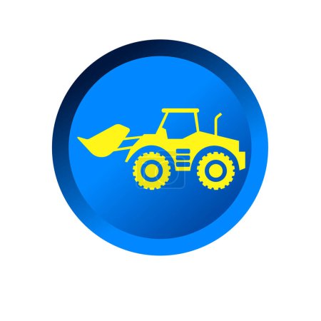 bulldozer tractor or excavator icon. Industrial heavy duty vehicle