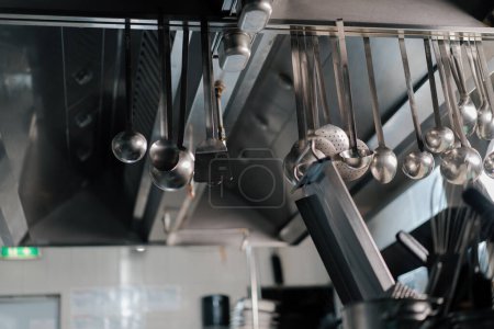 Photo for Professional kitchen in hotel restaurant kitchen utensils interior Cooking - Royalty Free Image