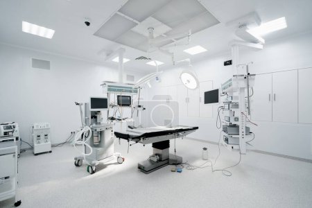 Empty operating room in a hospital Interior of an operating room in clinic with modern medical equipment