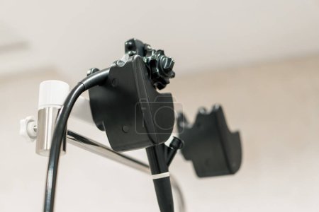 Photo for Close-up of a modern endoscope examination device during diagnostic gastroscopy colonoscopy in clinics - Royalty Free Image