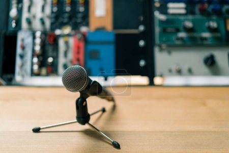 Photo for Professional sound recording studio equalizer microphone close-up sound engineer sound recording equipment - Royalty Free Image