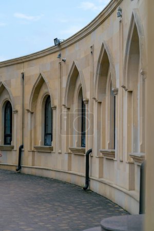 Photo for A beautiful cosy courtyard with large windows of a Muslim mosque surrounded by Islamic ornaments - Royalty Free Image