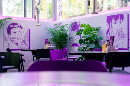 Photo for Green living plants in restaurant of Korean cuisine interior design flora - Royalty Free Image