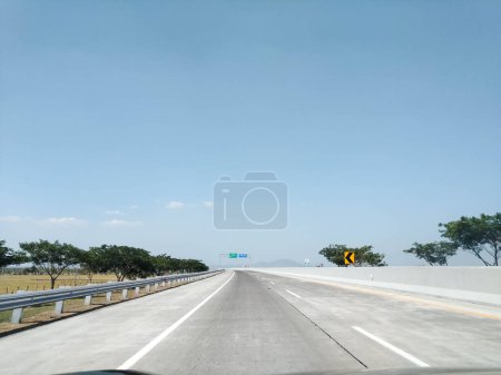Toll lane view with blue sky view