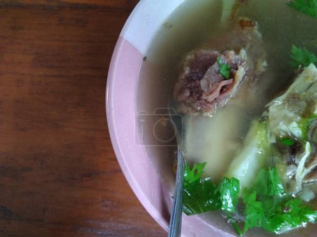 Photo for Beef rib soup menu on wooden table - Royalty Free Image