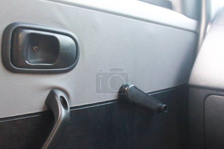 View of the inside of the car handle