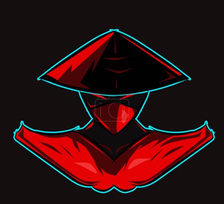 Das rote japanische Ninja Samurai Krieger Logo Maskottchen