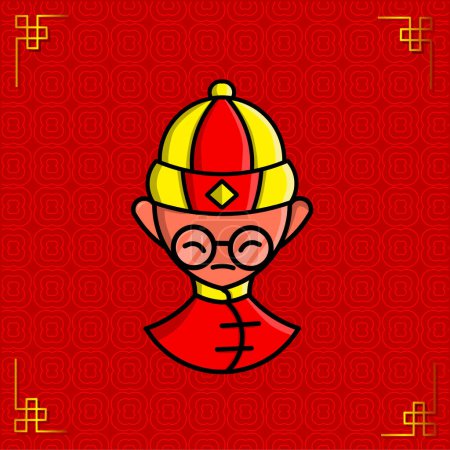 Téléchargez les photos : The chinese man wear glasses logo design on lunar new year - en image libre de droit