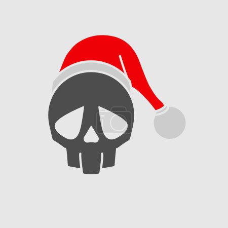 Ilustración de Christmas skull santa claus logo e sport design with black background - Imagen libre de derechos