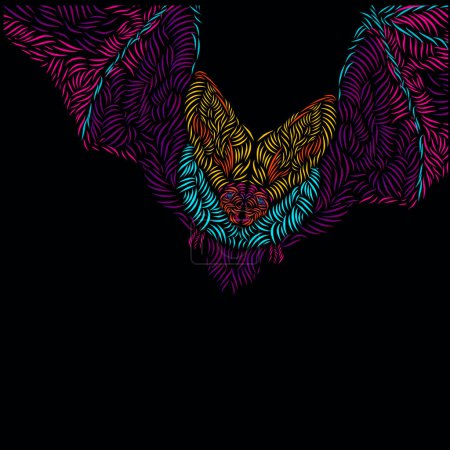 Illustration for The bat line pop art portrait logo colorful design with dark background - Royalty Free Image