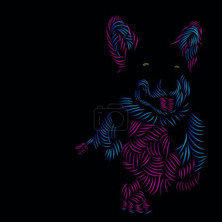 Téléchargez les illustrations : The dog siberian husky pet line pop art portrait colorful logo design with dark background - en licence libre de droit