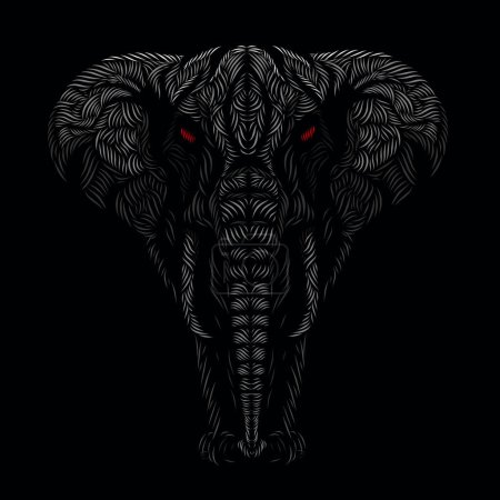 Ilustración de The elephant head line pop art portrait logo colorful design with black dark background - Imagen libre de derechos