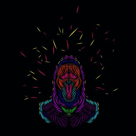 Illustration for The death angel grim reaper line pop art portrait logo colorful design with dark background - Royalty Free Image