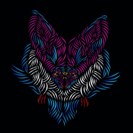Illustration for The lemur fox line pop art portrait logo colorful design with dark background - Royalty Free Image