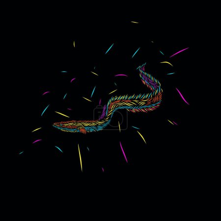 Téléchargez les illustrations : The eel line pop art portrait logo colorful design with dark background - en licence libre de droit