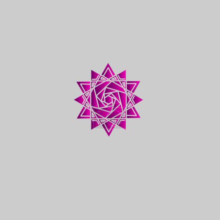 Téléchargez les illustrations : L'art du logo de la fleur de mandala de neige pourpre avec fond gris - en licence libre de droit