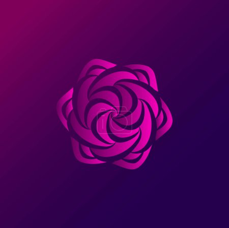 Téléchargez les illustrations : Blanche mandala fleur logo art avec fond violet - en licence libre de droit