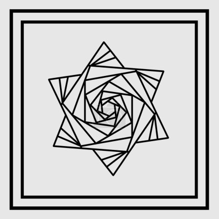Téléchargez les illustrations : Noir mandala fleur de neige logo ligne art avec fond blanc - en licence libre de droit