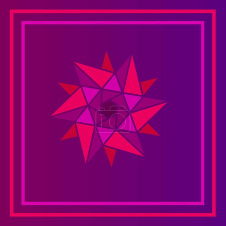 Téléchargez les illustrations : L'art de logo de fleur de mandala de neige avec le fond violet - en licence libre de droit