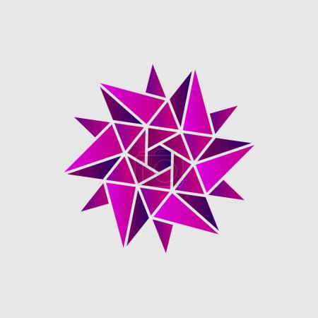 Ilustración de La nieve púrpura mandala flor logo arte con fondo gris - Imagen libre de derechos