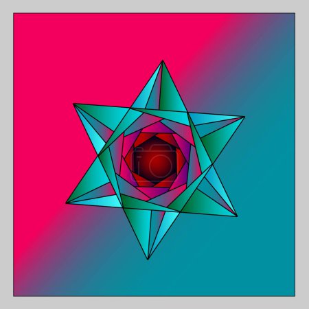 Téléchargez les illustrations : Le logo mandala étoile de neige fleur de diamant avec fond coloré - en licence libre de droit