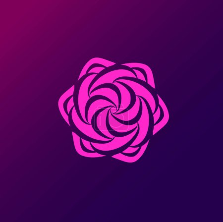 Illustration for Snow mandala flower logo art with purple background - Royalty Free Image