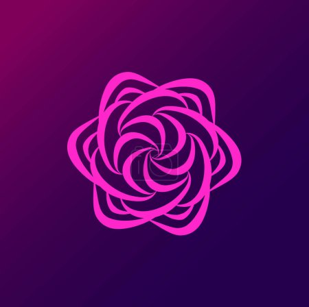 Téléchargez les illustrations : Blanche mandala fleur logo art avec fond violet - en licence libre de droit