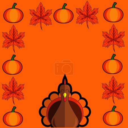 Illustration for The thanksgiving postcard wallpaper design with turkey bird logo - Royalty Free Image