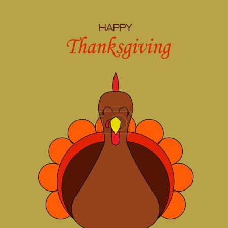 Illustration for The thanksgiving postcard wallpaper design with turkey bird logo - Royalty Free Image