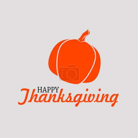 Téléchargez les illustrations : La conception heureuse carte postale thanksgiving papier peint avec logo citrouille - en licence libre de droit
