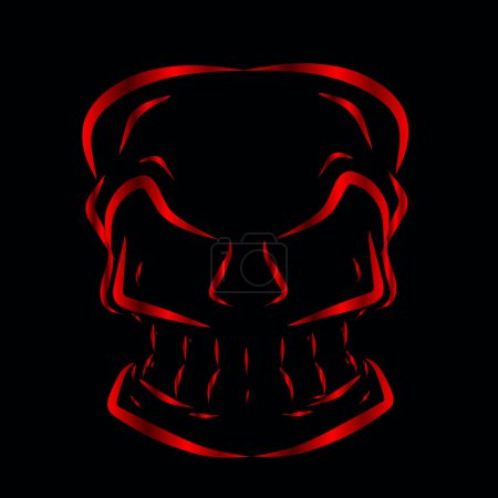 Ilustración de Línea de cráneo muerte pop art potrait logo diseño colorido con fondo oscuro. Fondo negro aislado para camiseta - Imagen libre de derechos