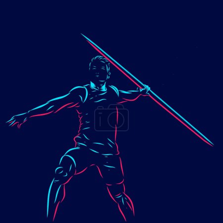 Illustration for Javelin line pop art potrait logo colorful design with dark background. Abstract vector illustration. Isolated black background for t-shirt - Royalty Free Image