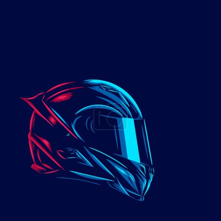 Illustration for Helmet Fullface Line. Pop Art logo. Colorful design with dark background. Abstract vector illustration. Isolated black background for t-shirt - Royalty Free Image