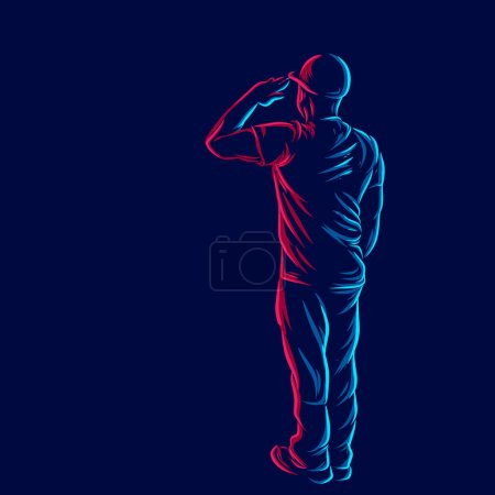 Illustration for Contractor line pop art potrait logo colorful design with dark background. Abstract vector illustration. Isolated black background for t-shirt - Royalty Free Image