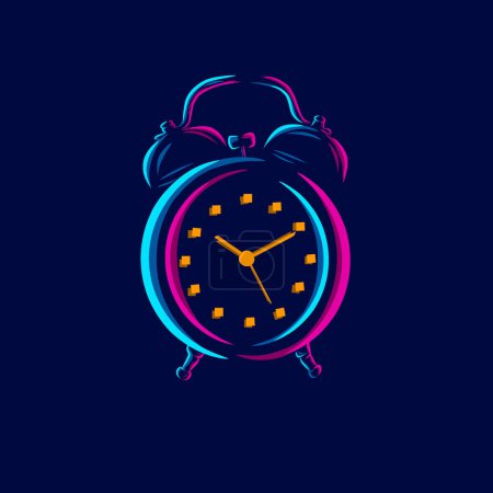 Illustration for Waker alarm clock line pop art potrait logo colorful design with dark background. Abstract vector illustration. - Royalty Free Image