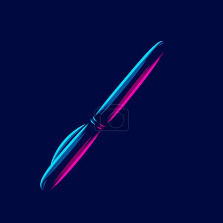Illustration for Pen ballpoint line pop art potrait logo colorful design with dark background. Abstract vector illustration. - Royalty Free Image