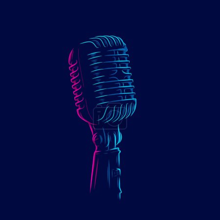 Illustration for Neon colors template of retro microphones, vector illustration - Royalty Free Image