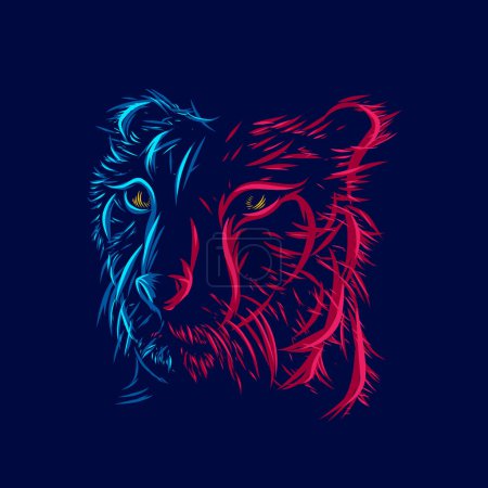Téléchargez les illustrations : Modèle de couleurs fluo de lion, illustration vectorielle - en licence libre de droit