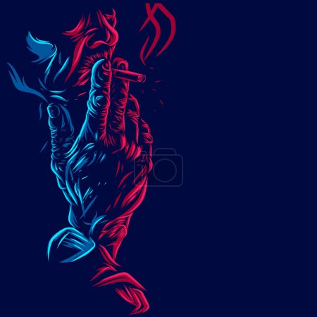 Illustration for Neon colors template of person smoking, vector illustration - Royalty Free Image