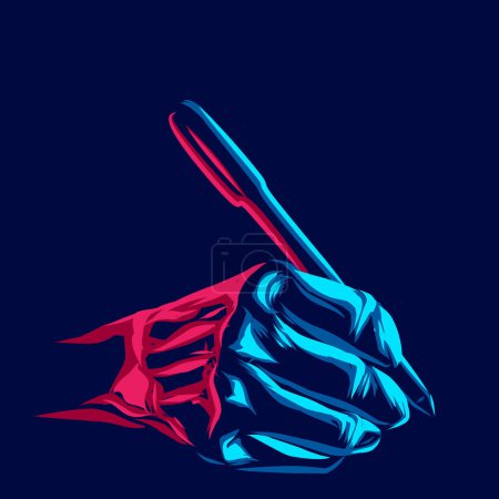 Illustration for Neon colors template of hand writing with pen, vector illustration - Royalty Free Image