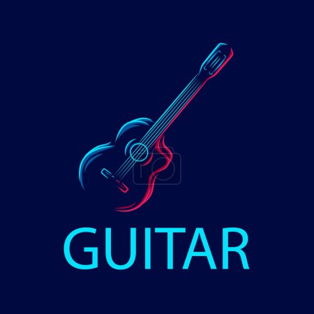 Téléchargez les illustrations : Guitare ligne art coloré logo design. Illustration vectorielle abstrait. - en licence libre de droit