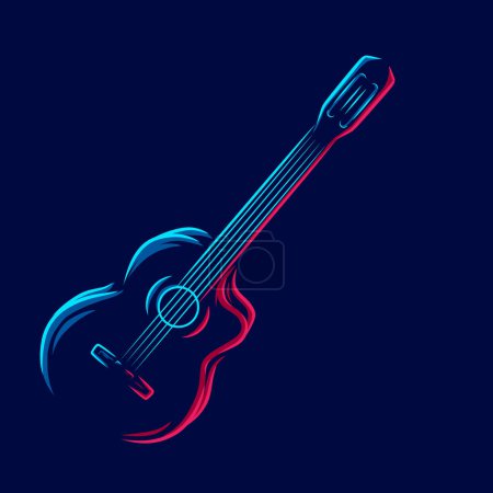 Illustration for Guitar line art colorful logo design. Abstract vector illustration. - Royalty Free Image