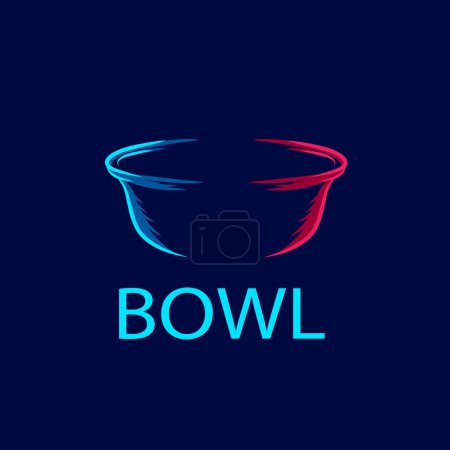 Illustration for Bowl porcelain plate line pop art potrait logo colorful design with dark background. Abstract vector illustration. - Royalty Free Image
