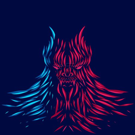Illustration for Werewolf line pop art portrait colorful logo design with dark background. Abstract vector illustration. - Royalty Free Image