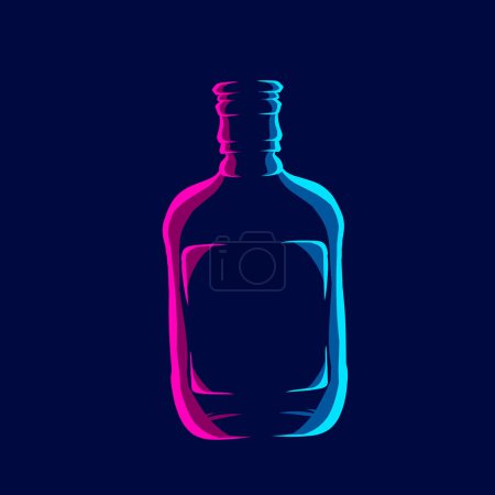 Illustration for Liquid whiskey alcohol logo line pop art portrait colorful design with dark background. Abstract vector illustration. - Royalty Free Image
