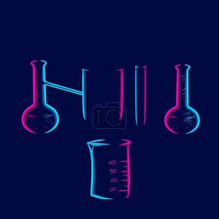 Illustration for Glass flask chemical line pop art portrait colorful design with dark background. Abstract vector illustration. - Royalty Free Image