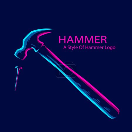 Illustration for Hammer line pop art logo colorful design with dark background. Abstract vector illustration. - Royalty Free Image