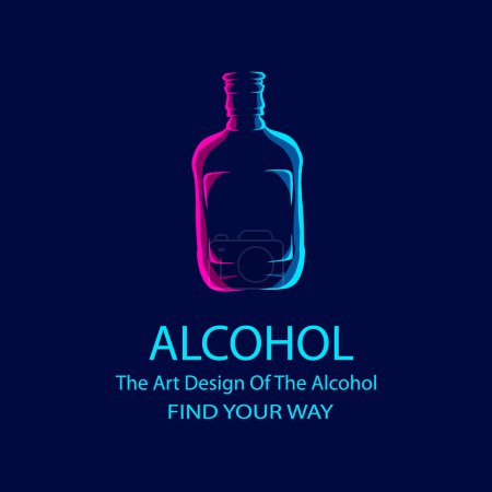 Téléchargez les illustrations : Ligne d'alcool pop art logo design coloré avec fond sombre. Illustration vectorielle abstrait. - en licence libre de droit