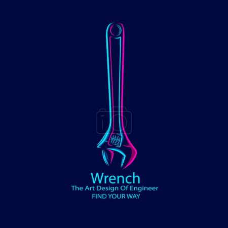 Illustration for Wrench line pop art logo colorful design with dark background. Abstract vector illustration. - Royalty Free Image